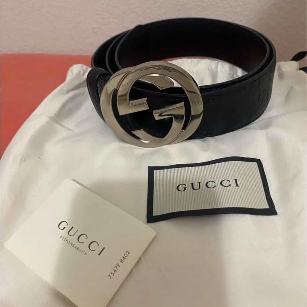 Gucci Black Leather Bag with Silver Logo